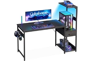 Coleshome Gamingbord med LED-belysning,120x48cm, Svart kolfiber
