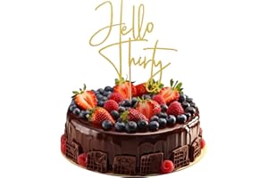 XTHROTSENK Hello Thirty Cake Topper Funny 30th Cake Topper Gold Glitter 30th Birthday Cake Topper Happy 30th Birthday Party Decorations 30th Anniversary Party Decorations Supplies for Women and Men