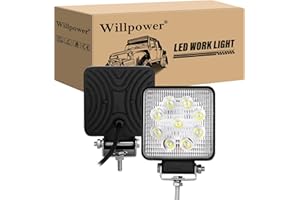 Willpower 2pc Focos Led Tractor 10cm 27W Foco Led 12V 24V Faros de Trabajo Led Impermeable Luz de Niebla Blanco 6000K Faro Led para 4x4 Coche Camino Barco Moto ATV UTV SUV 4WD Quad
