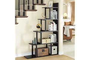YITAHOME Libreria a 5 Ripiani, Libreria ad Angolo a Scala Autoportante a Forma di L, Espositore Multiuso Moderno in Stile Minimalista per Soggiorno Camera da Letto Corridoio Ufficio, Nero