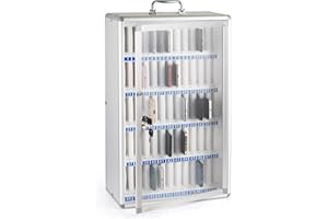 LVRUIEDS Mobile Phone Storage, Personal Storage Box With 12/15/20/25/30/40 Slots Transparent Mobile Phone Locker With Lock Desktop Mobile Phone Storage Cabinet (Aluminium Alloy, 60 Slots)