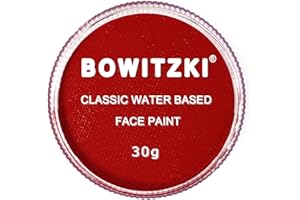Bowitzki 30g pintura facial profesional cuerpo pintado cara pintada cara pintada agua pastel dividido seguro para niños y adultos Navidad de Halloween monocromática (Rojo)