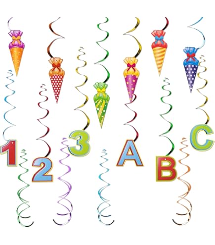 Einschulungsdeko 2025 Rosa - 12-tlg. Spiralgirlanden Set Für Schulkinder