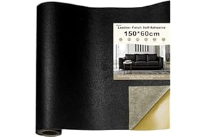 Wellzenith® Kunstleder selbstklebend,Leder Patch Selbstklebend, Leder Reparatur Patch Lederreparaturband für Möbel, Sofa, Autositze, Taschen, Lederreparatur und Renovierung (Schwarz, 150 X 60 CM)