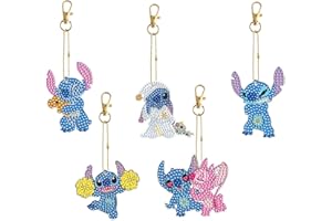 POCHY 5d Diamond Painting Kit, 5 Pezzi 5D DIY Pittura Diamante Portachiavi, Doppia Faccia Painting Kit Portachiavi per Decorazione Zaino Borsa Borsetta