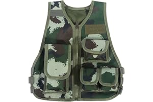 Zer one Gilet d'assaut camouflage arm¨¦e d'enfants Gilet pour enfants Hot Camouflage Vest Gilets respirants durables avec poche multiple pour le jeu de chasse au combat en plein air(#1+ S)