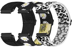Yunshare Quick Release Watch Strap 18mm 19mm 20mm 22mm 24mm, Elastic Nylon Watch Bands Women Men for Samsung Galaxy Watch/Garmin/Fossil/Amazfit/Huawei Replacement Wristband, 3pcs