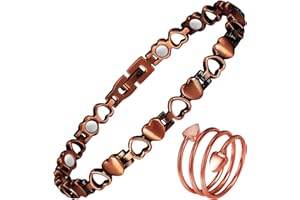 EnerCoppeX Tobillera magnética Pure Popper para mujer, diseño de corazón, con imán, longitud 24 (D)