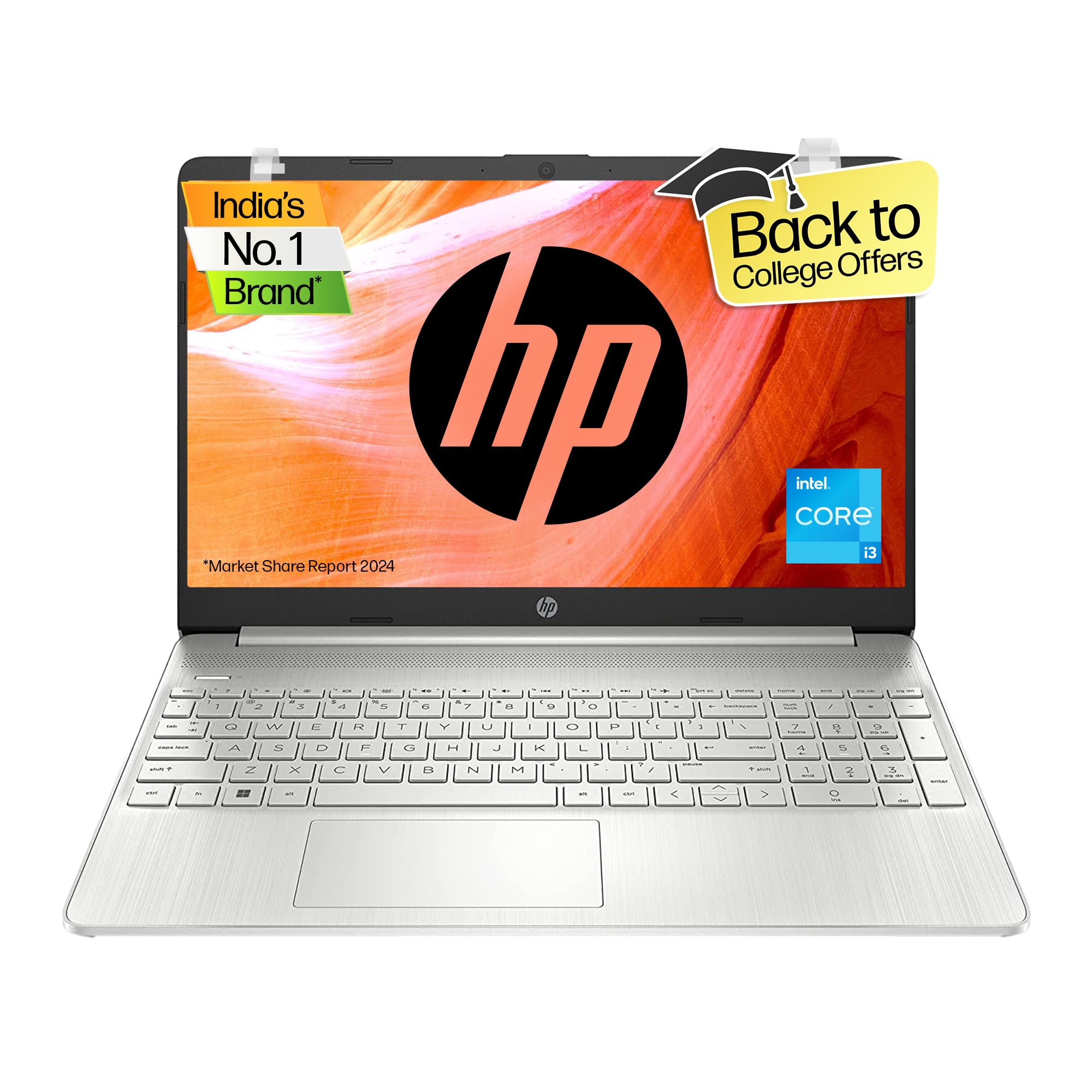 HP Laptop 15s, 12th Gen Intel Core i3, 15.6-inch (39.6 cm), 8GB DDR4, 512GB SSD, Thin & Light, Dual Speakers (Win 11, MSO 202