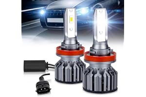 OPL5 H11 LED Headlight Bulbs with External Driver, 60W 10000LM 6500K Xenon White H11 H9 H8 LED Bulbs, Mini Size H11 LED Car Headlight Conversion Kit Replace Halogen Bulbs, Plug and Play (2PCS)