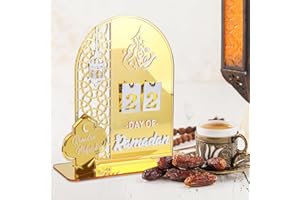 LAIPUKE Ramadan Kalender| Ramadan Deko, Für Eid Mubarak Kalender, DIY Ramadan Dekoration Aus Holz, DIY Ramadan Adventskalender 30 Tage Countdown - Kalender für Zuhause (Gold)