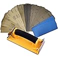 bluesail 50 Pcs, Wet and Dry Sandpaper with Sanding Block Sander for Wood Furniture Finishing, Metal Sanding and Automotive Polishing 1000 to 7000 Assorted Grit Sanding Paper wood sandpaper