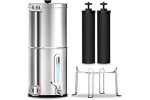 ORINKO Filtre à Eau par Gravité 5,6 L, Purificateur d'Eau avec Charbon Actif, Fontaine Filtrante pour Eau du Robinet, Eau de Pluie et Plus, Filtration Avancée