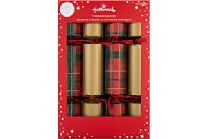 Hallmark Christmas Crackers, 2 Gold & Tartan Designs, Pack of 12 in 2 Designs, Snakes & Ladders, Gold, Red & Green