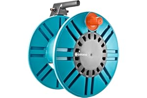 Gardena Classic ścienny bęben na wąż 60 z rolką prowadzącą węża: łatwy montaż na ścianie, z zabezpieczeniem przed kapaniem, przyłącze kątowe, duża pojemność, oszczędność miejsca (2650-20)