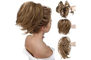 CJL HAIR Claw Clip Short Ponytail Hair Extensions Bendable Metals Messy Bun Hair piece Straight Fake Hairpieces