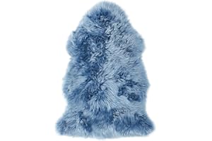 -LUXOR- living Schaffell echt – weiches Lammfell für Stuhl, Sofa & Kinderwagen oder Fellteppich für Wohn- und Schlafzimmer, Flor 50 mm, 60 x 85 cm, Blau