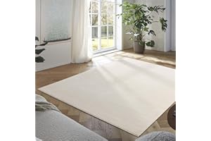 ‎TARACARPET Taracarpet Teppich Kurzflor weicher Designer Uni Bodenbelag Madrid fürs Wohnzimmer, Kinderzimmer, Schlafzimmer und die Küche geeignet New Creme 160x220 cm