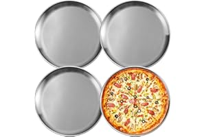 BORDEAG Lot de 4 moules à pizza ronds en acier inoxydable - 30 cm - Pour cuire au four, pizzas et tartes flambées - Passe au lave-vaisselle