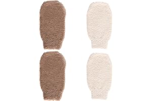 ASYKNM Peeling Handschuhe 4 Stück Körper Peelinghandschuh, Waschbarer Waschhandschuhe Leinen Scrub Handschuh für Den Körper, Dusche schrubben Handschuhe Peeling Werkzeuge für Männer Frauen Kinder
