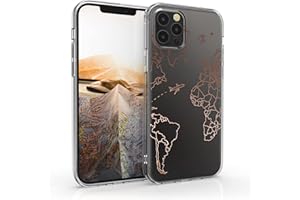 kwmobile Carcasa Compatible con Apple iPhone 12 Pro MAX - Funda de TPU avión en Oro Rosa/Transparente