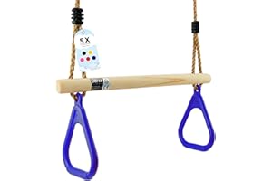 ‎GO!ELEMENTS Trapez Schaukel Garten | Kinderschaukel Outdoor Indoor | Höhenverstellbar & rutschfest | Schaukelsitz - Schaukelbrett - Brettschaukel | robuste Schaukel mit Holzstange & Kunststoffringen