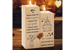 PRSTENLY Regalo Donna Uomo Compleanno, Portacandele Idee Regali Compleanno Per Amica Mamma Nonna Zia Sorella