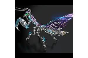 UpGLeuch Kolorowe metalowe puzzle 3D dla dorosłych, mantis ze światłem, zestaw modelarski 3D, metal dla dorosłych z narzędziami, ornamenty na biurko, zabawka, prezent