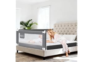 ZEHNHASE Barrière de Lit Enfants Bébés Protection Bord de Lit pour Sécurité des Enfants Bébés Portable Bedrail Safetyguard (Gris, 190CM)