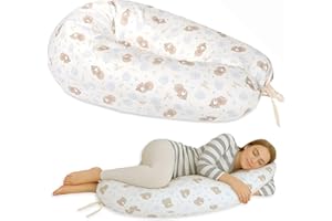 baby idea - Babysanity Cuscino Gravidanza per Dormire e Allattamento – Supporto per Neonato - Forma Ergonomica XXL - Federa Sfoderabile e Lavabile 100% Cotone – Made in Italy (Orsetto Azzurro)