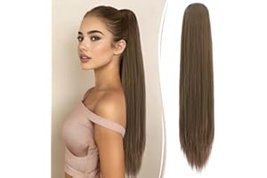 RUWISS Lunga Coda di Cavallo Extension 70cm Coda Cavallo Capelli con Coulisse Sintetici Posticci per capelli Estensione per Donna (Castano Misto Cioccolato Marrone)