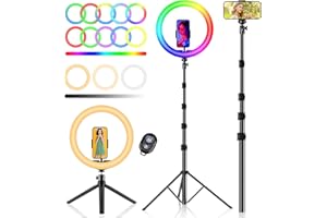 PEYOU 12" Ring Light avec Trépied 186CM Anneau Lumineux Réglable avec 3 Modes d'Eclairage,Upgrade 3 en 1 Ring Light, Lumiere Photo pour Tiktok/Selfie