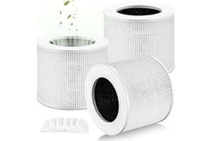Laukowind Luftreiniger Filter Kompatibel mit LEVOIT,3 in 1 Ersatzfilter für LEVOIT Core Mini Luftreiniger- Enthalten Hocheffiziente Aktivkohle (3 Filter+ 6 Ersat Duftschwamm）