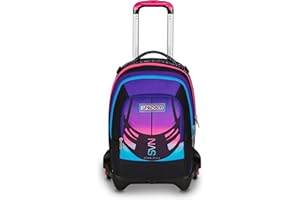 Seven Trolley Scuola Jack 3 Ruote Detach Nuanced, Fucsia Azzurro, Zaino Con Carrello Sganciabile Da 37 Litri, Tasca Borraccia, Zainetto Staccabile, Multiuso e Spazioso, Per Scuola Elementare e Media,
