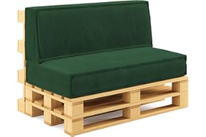 ‎CHILLY PILLEY chilly pilley® Palettenkissen Palettenauflagen aus Cord für EU-Paletten - Abnehmbarer Bezug - Sitzkissen - Rückenlehnenkissen viele Farben (2er Set, Dunkelgrün)
