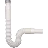 VARIOSAN 13972 Flexible Drain Hose, 1 1/4" x 32mm, Sink Siphon/Odor Trap, Extendable 320-880mm
