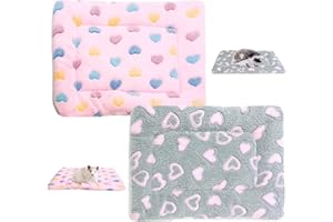 Jodsen 2 Cama de Felpa para Animales Pequeños, Manta cálida para cobayas Cama para Conejos Almohadilla de Dormir de Forro Polar para Gatitos Alfombra de Invierno para Chinchilla, Hámster (Rosa+Gris)