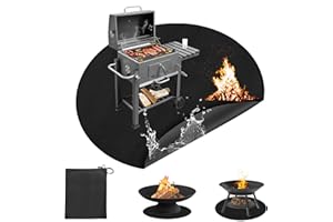 CLYFANESY Rund Feuerfeste Unterlage, 120x120cm Feuerschutzmatte, 1093°C Feuerschalenmatte, 3 Schicht Außenbereich Hitzeschutzmatte Grillmatte Bodenschutz, Wasserdicht Faltbare Feuerschutzmatte für Boden, Deck