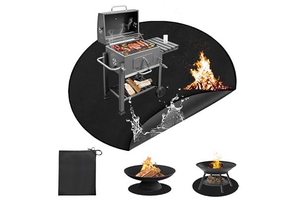 Rund brandsäkert underlag, 120 x 120 cm brandskyddsmatta, 1093 °C eldskålsmatta, 3 lager utomhus, värmeskyddsmatta, grillmatta, golvskydd, vattentät, vikbar, brandskyddsmatta för golv, däck