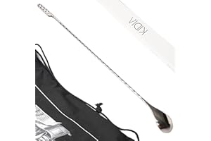 Kidia Bar Spoon Professionale Geometric Lines 40 cm – Cucchiaio da Bar in Acciaio Inox 304 con Misurazioni 1/2/3 ml – Bar Spoon per Cocktail, Bartender e Home Bar