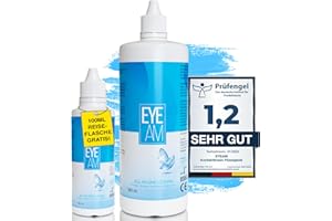 EYE AM 𝗔𝗞𝗧𝗜𝗢𝗡: EyeAm Kontaktlinsen Fluessigkeit – 1 x 360ml Kontaktlinsenflüssigkeit inkl. 1 x Kontaktlinsen Behälter (All-In-One Lösung)(AKTION)