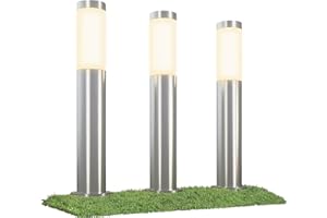 Linovum BOSEA-A Lot de 3 lampadaires d'extérieur en acier inoxydable IP44 avec culot E27 50 cm