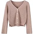 Fankle Sale Women's Button Down V Neck Long Sleeve Cropped Soft Sweater Knit Cardigan Coat