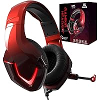 Gaming Headset with mic for Xbox One PS4 PS5 Nintendo Switch PC MAC Laptop iPad NEEDONE K19 Red and Black Over ear…