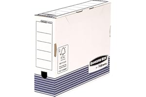 Fellowes Bankers Box - Caja de archivo definitivo automático, A4, 80 mm, 10 unidades, color blanco y azul