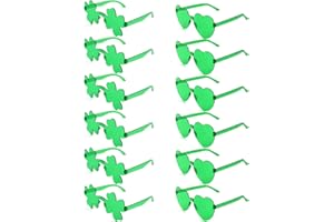 DEARLAN 12 Pairs St. Patrick's Day Shamrock Sunglasses St. Patrick's Day Green Shamrock Glasses Irish Leprechaun Accessories Glasses for St. Patrick's Day Party Favors