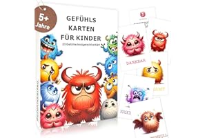 OIZEMORI Gefühlskarten für Kinder,pädagogisch wertvoll,33 Gefühlsmonster Karten Erklärungstexte, Für Kindergarten & Grundschule,Sozial-emotionale Entwicklung fördern
