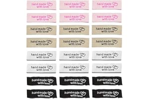 Borsgye 80PCS Fabric Tags Handmade Embossed Tag Sew on Labels Embellishment Crochet Knitting Labels DIY Jeans Bags Shoes Hat Apparel Accessories - 1.5x5cm - WS002