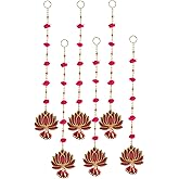 Sanvatsar Home Pink Lotus Hanging | Diwali Showpiece Gift, Corporate Gift, Diwali Decoration, Home Decoration, Set of 6