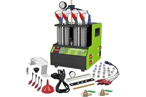 AUTOAND Tester per la Pulizia dell'iniettore di Benzina Ultrasuoni, 220V 4 Cilindri Pulitrice per Sistema Iniettore Carburante per Auto e Moto